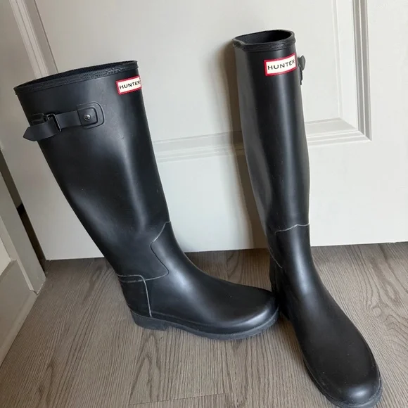 Hunter Original Tall Rain Boots – Black – Women’s Size 8 (EU 39 / UK 6) - Picture 1 of 2